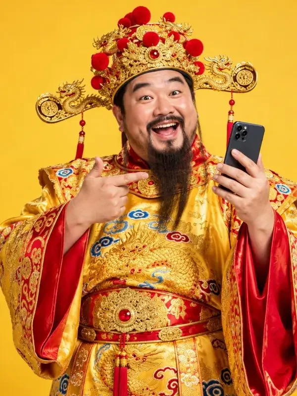 财神爷下凡当网红封面背景图